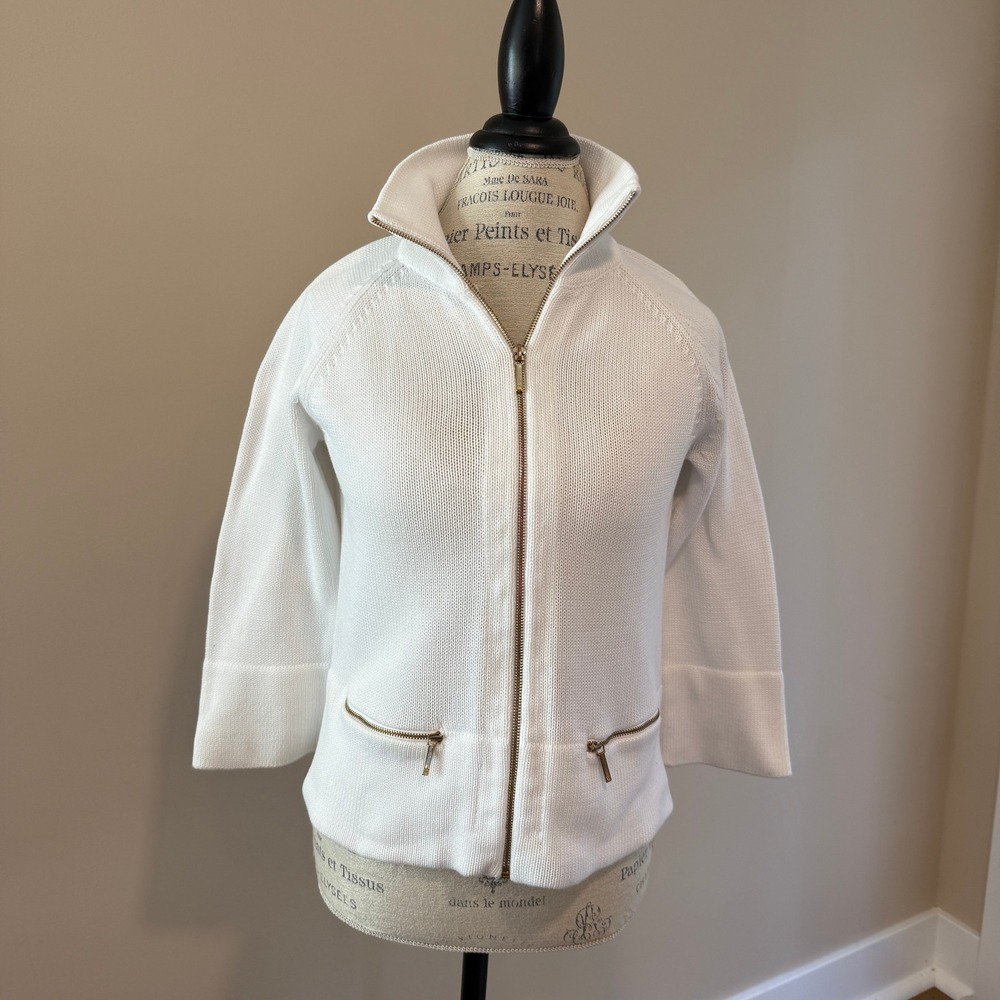 Lauren Ralph‎ Lauren Women's White Sweater with Gold accents Size M